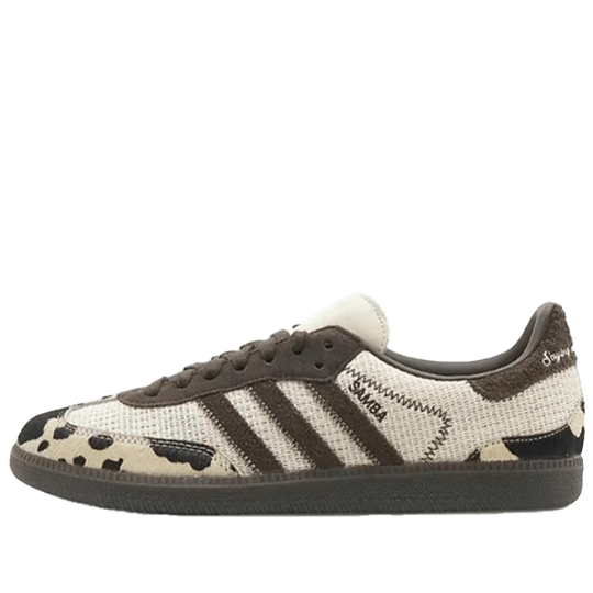 آدیداس سامبا کرم قهوه ای پوست گاوی Adidas Samba OG Cow Print